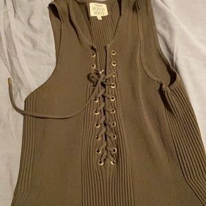 Lace up front tank dress